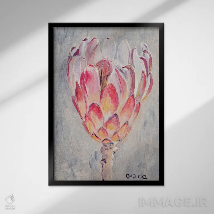 تابلو دکوراتیو پروتئای نقره ای اثر الگا ولنا - نمای قابدار مشکی