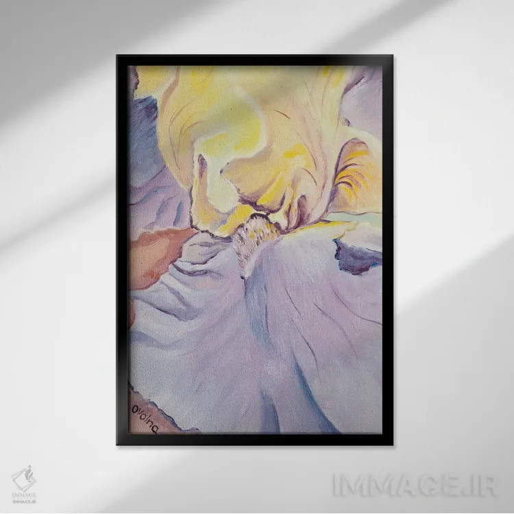 تابلو دکوراتیو زنبق زرد اثر الگا ولنا - نمای قابدار مشکی