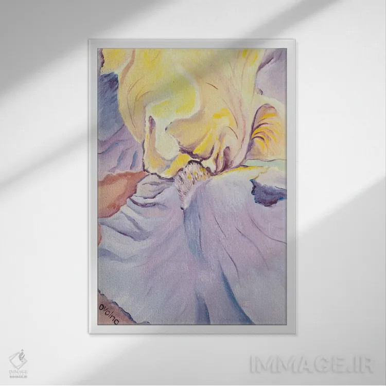 تابلو دکوراتیو زنبق زرد اثر الگا ولنا - نمای قابدار سفید