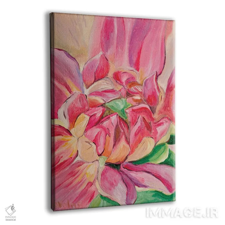 تابلو دکوراتیو گل صورتی اثر الگا ولنا - نمای پرسپکتیو محصول