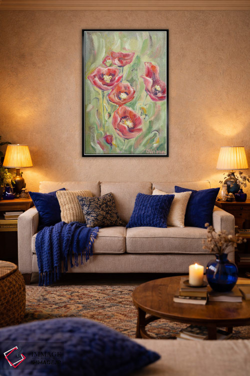 تابلو دکوراتیو شقایق ها اثر الگا ولنا - D6B