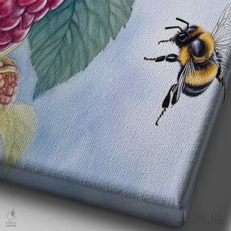 تابلو دکوراتیو تمشک اثر الگا ولنا - نمای نزدیک بافت بوم