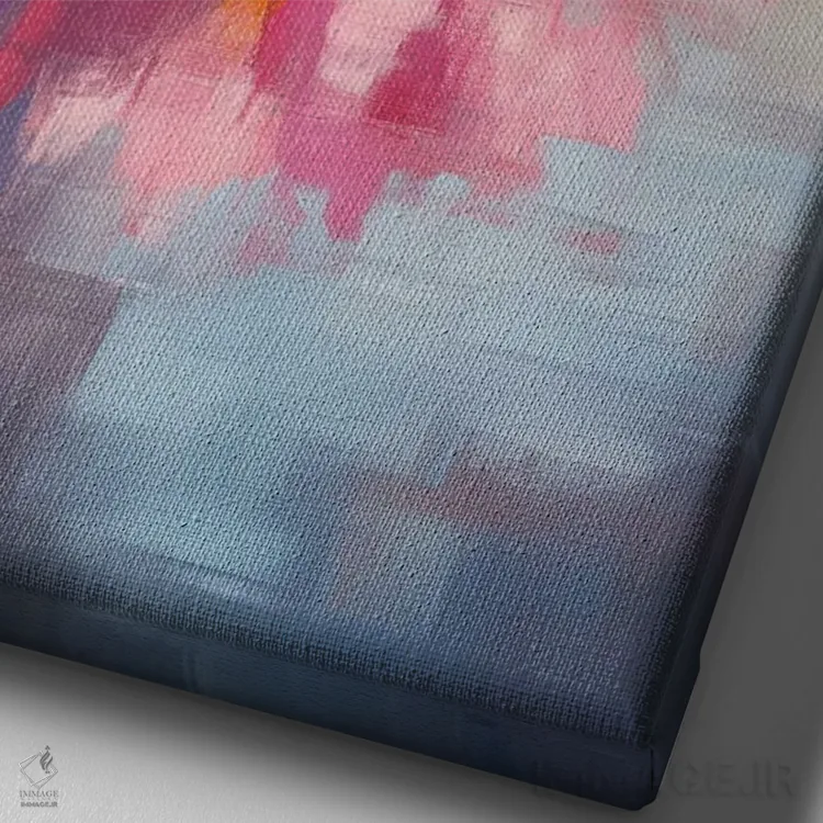 تابلو دکوراتیو نیلوفر شعله ور ۱ اثر الگا ولنا - نمای نزدیک بافت بوم