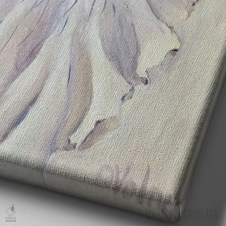 تابلو دکوراتیو زنبق سفید اثر الگا ولنا - نمای نزدیک بافت بوم