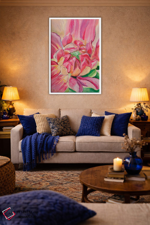 تابلو دکوراتیو گل صورتی اثر الگا ولنا - D3W