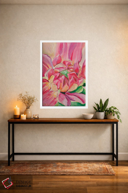 تابلو دکوراتیو گل صورتی اثر الگا ولنا - D4W