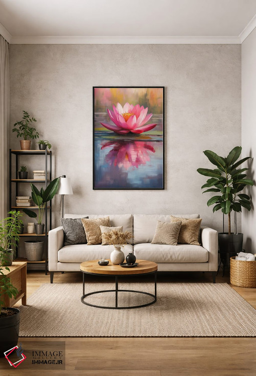 تابلو دکوراتیو نیلوفر شعله ور ۱ اثر الگا ولنا - D1B