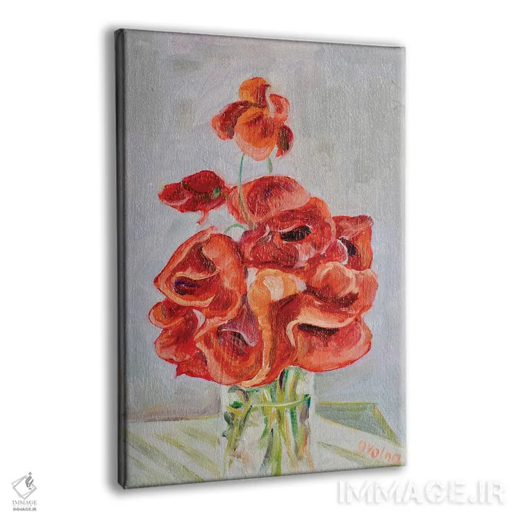 تابلو دکوراتیو دسته گل شقایق ها اثر الگا ولنا - نمای پرسپکتیو محصول