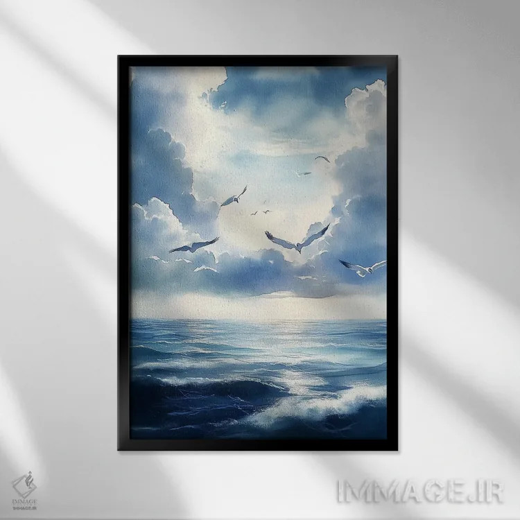 تابلو دکوراتیو منظره دریا اثر الگا ولنا - نمای قابدار مشکی