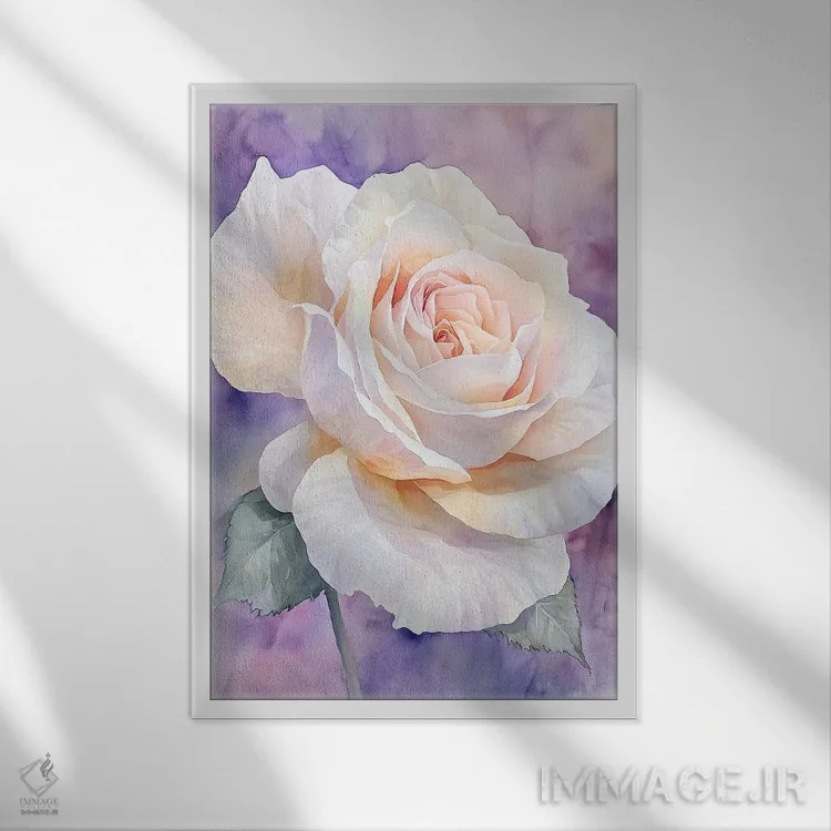 تابلو دکوراتیو رز لطیف III اثر الگا ولنا - نمای قابدار سفید