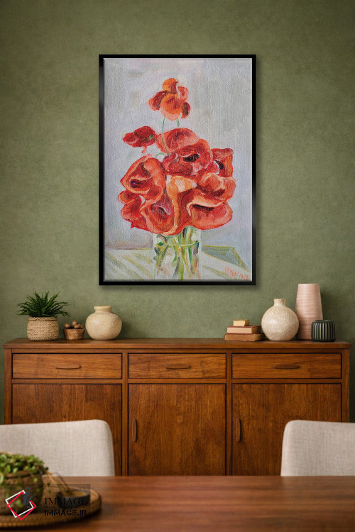 تابلو دکوراتیو دسته گل شقایق ها اثر الگا ولنا - D1B