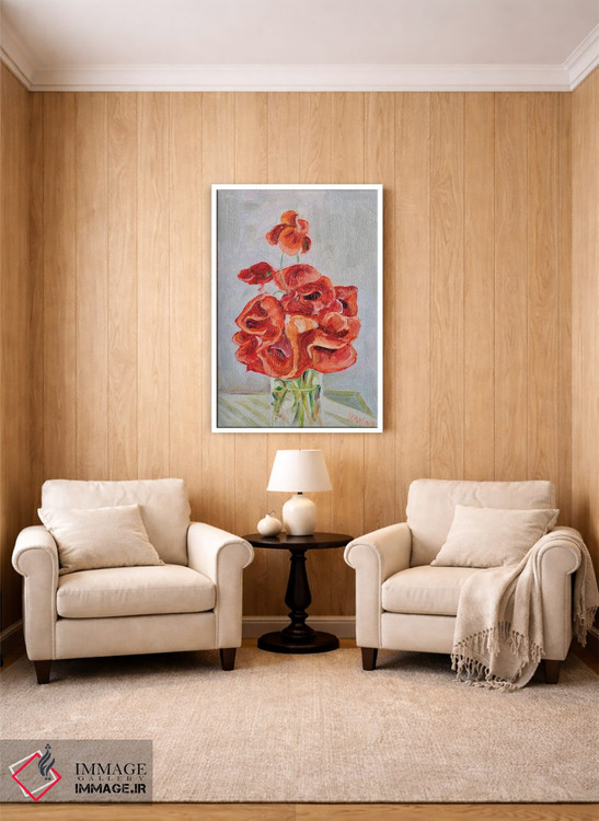 تابلو دکوراتیو دسته گل شقایق ها اثر الگا ولنا - D3W