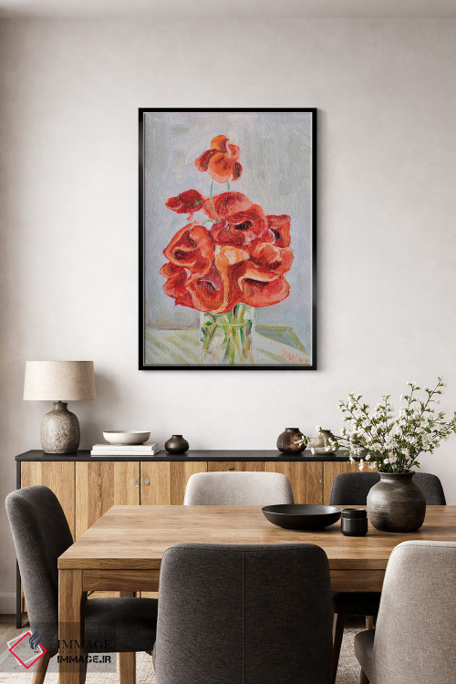 تابلو دکوراتیو دسته گل شقایق ها اثر الگا ولنا - D5B