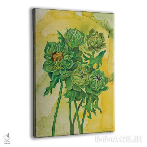 تابلو دکوراتیو آفتابگردان های سبز اثر الگا ولنا - نمای پرسپکتیو محصول