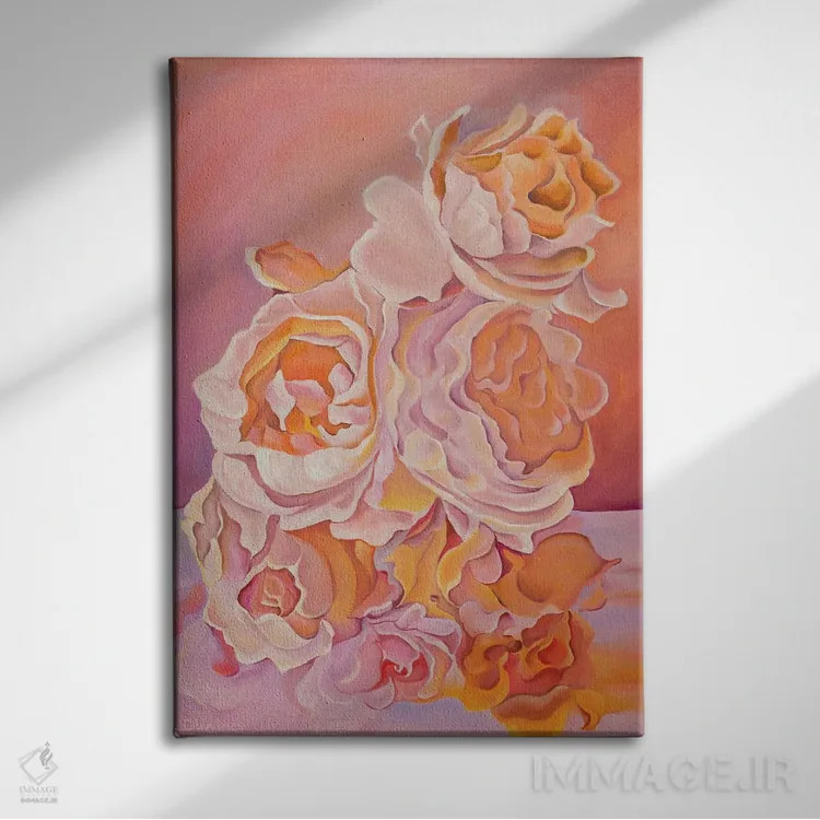 تابلو دکوراتیو دسته گل غروب اثر الگا ولنا - نمای روبهرو روی دیوار