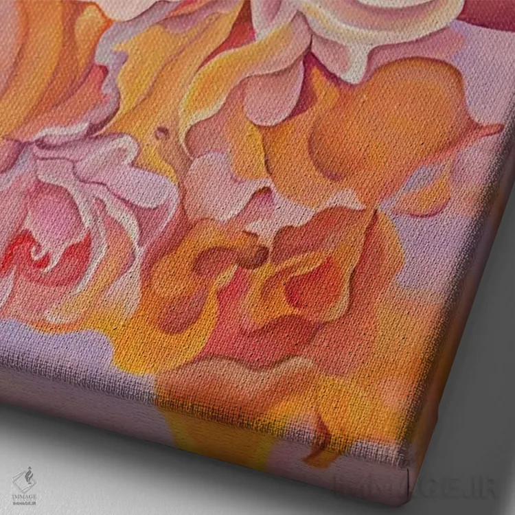 تابلو دکوراتیو دسته گل غروب اثر الگا ولنا - نمای نزدیک بافت بوم