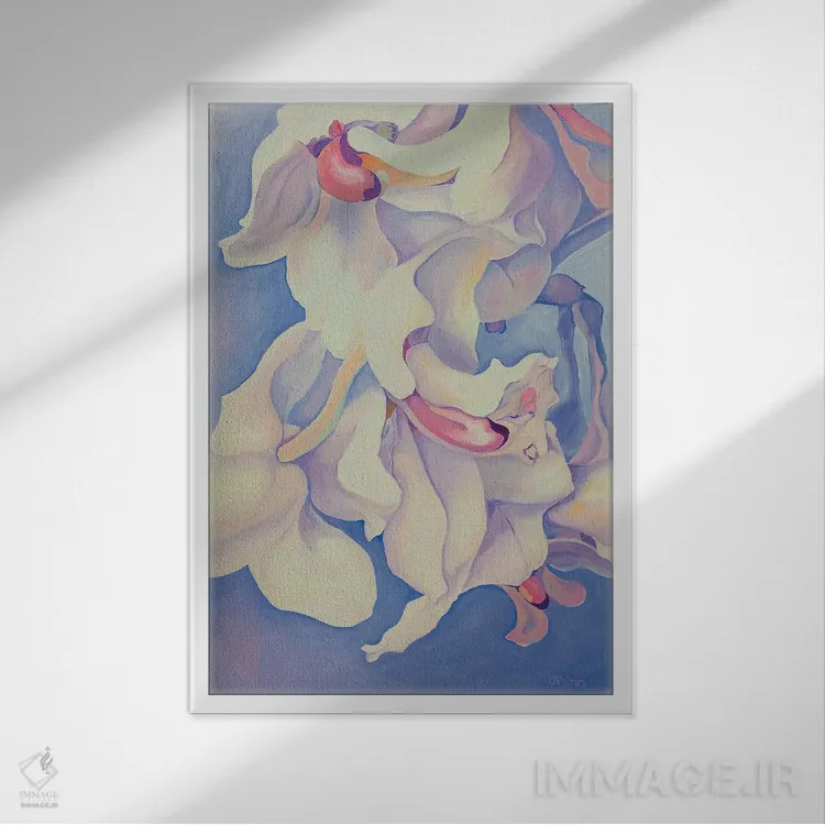تابلو دکوراتیو ارکیده های سفید اثر الگا ولنا - نمای قابدار سفید