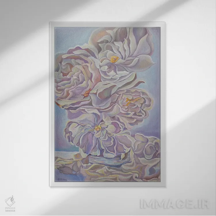 تابلو دکوراتیو عصر مرواریدی اثر الگا ولنا - نمای قابدار سفید