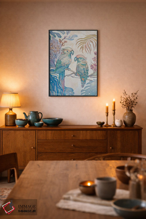 تابلو دکوراتیو طوطی های پاستلی اثر الگا ولنا - D6B