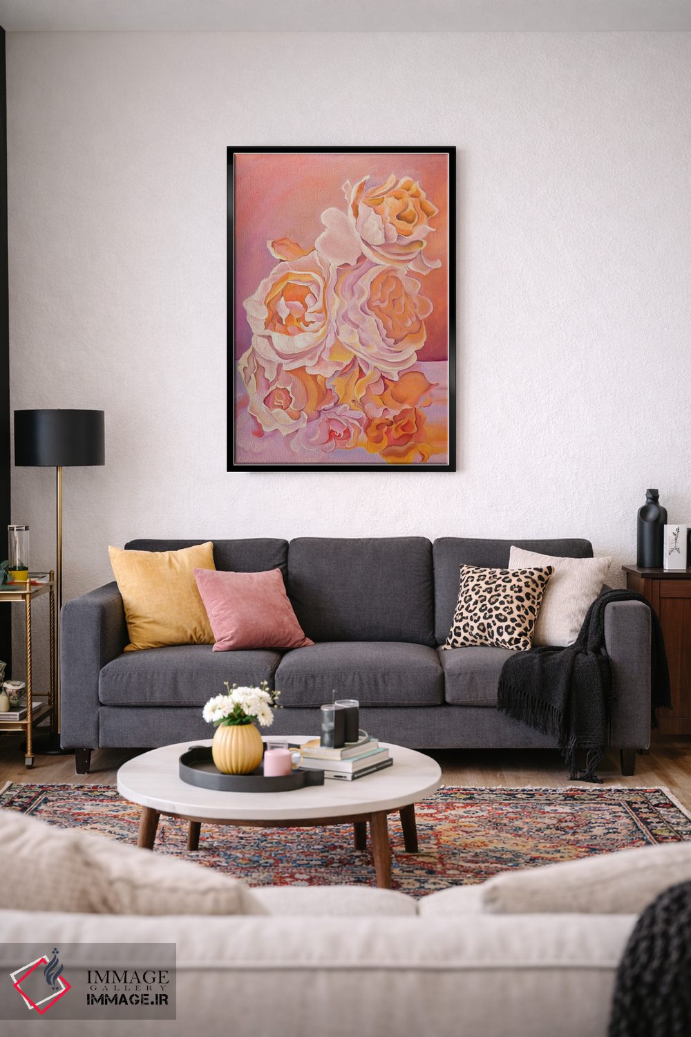 تابلو دکوراتیو دسته گل غروب اثر الگا ولنا - D4B