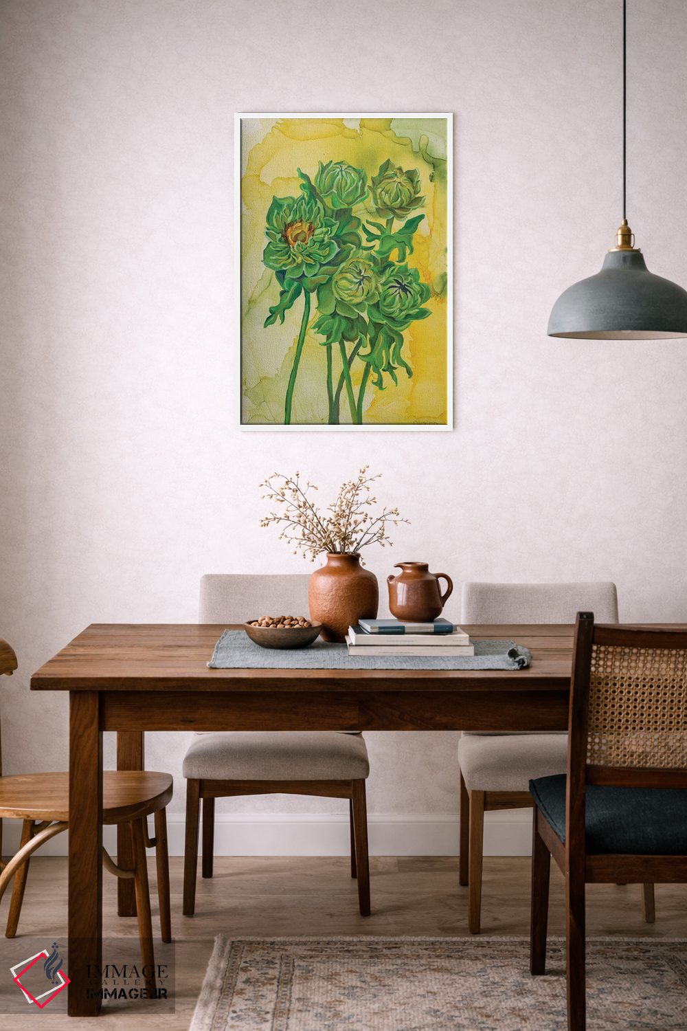 تابلو دکوراتیو آفتابگردان های سبز اثر الگا ولنا - D6W