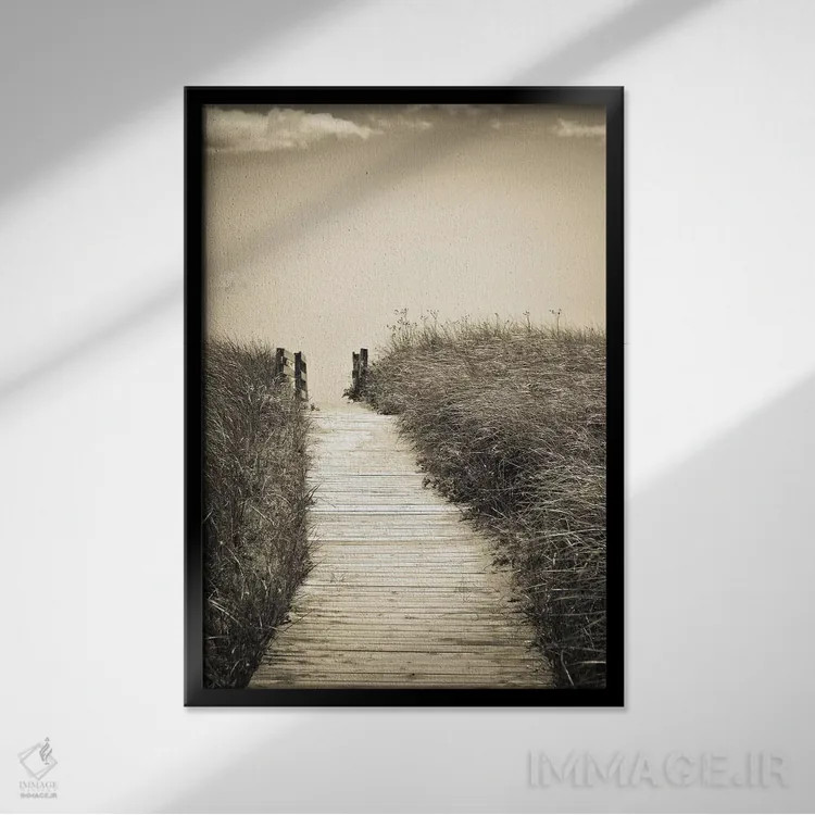 تابلو دکوراتیو پیاده روی ساحلی اثر اولیویا جوی سنت کلر - نمای قابدار مشکی