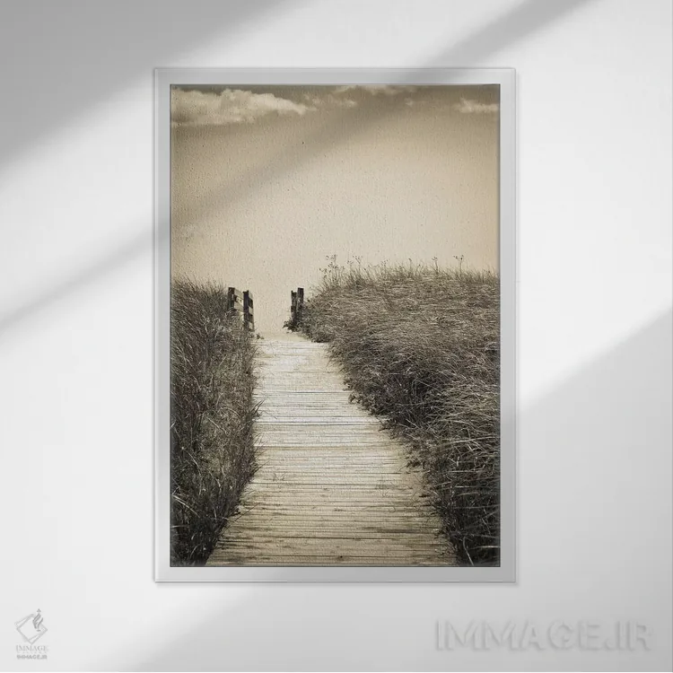 تابلو دکوراتیو پیاده روی ساحلی اثر اولیویا جوی سنت کلر - نمای قابدار سفید