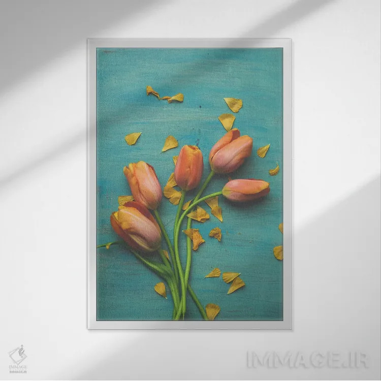 تابلو دکوراتیو طبیعت بی جان گل لاله نارنجی II اثر اولیویا جوی سنت کلر - نمای قابدار سفید