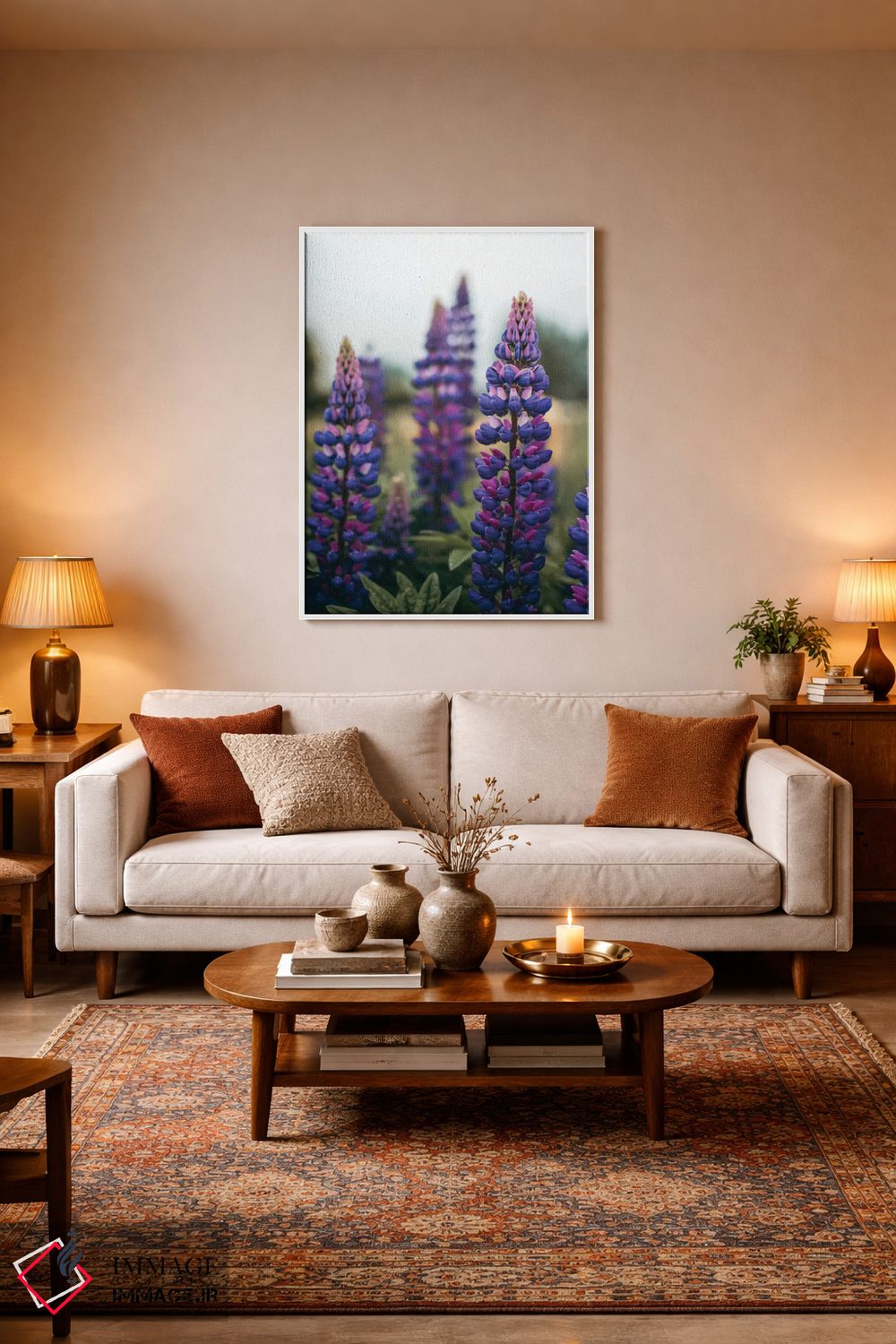 تابلو دکوراتیو گل های لوپین در چمنزار بهاری LI اثر اولیویا جوی سنت کلر - D2W