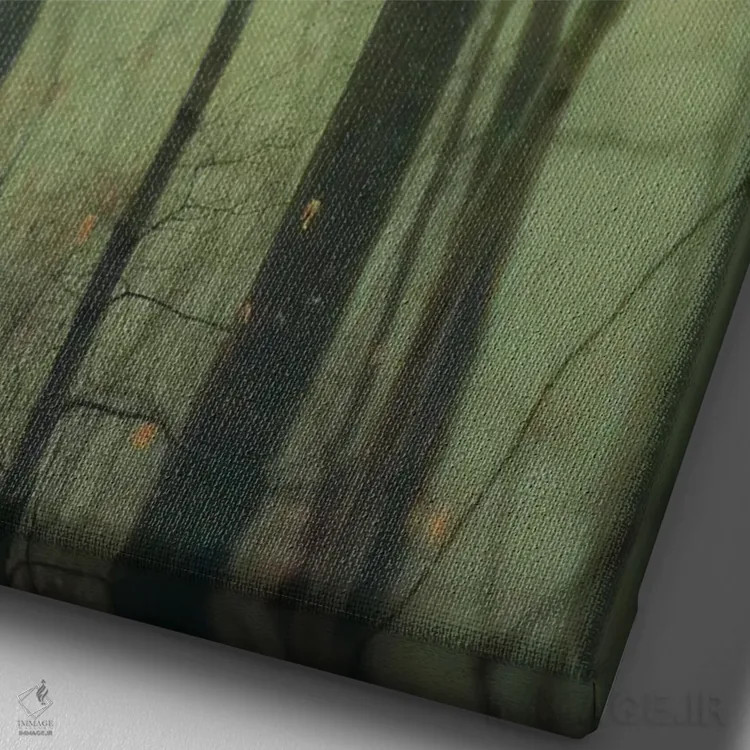 تابلو دکوراتیو درختان در مه I اثر اولیویا جوی سنت کلر - نمای نزدیک بافت بوم