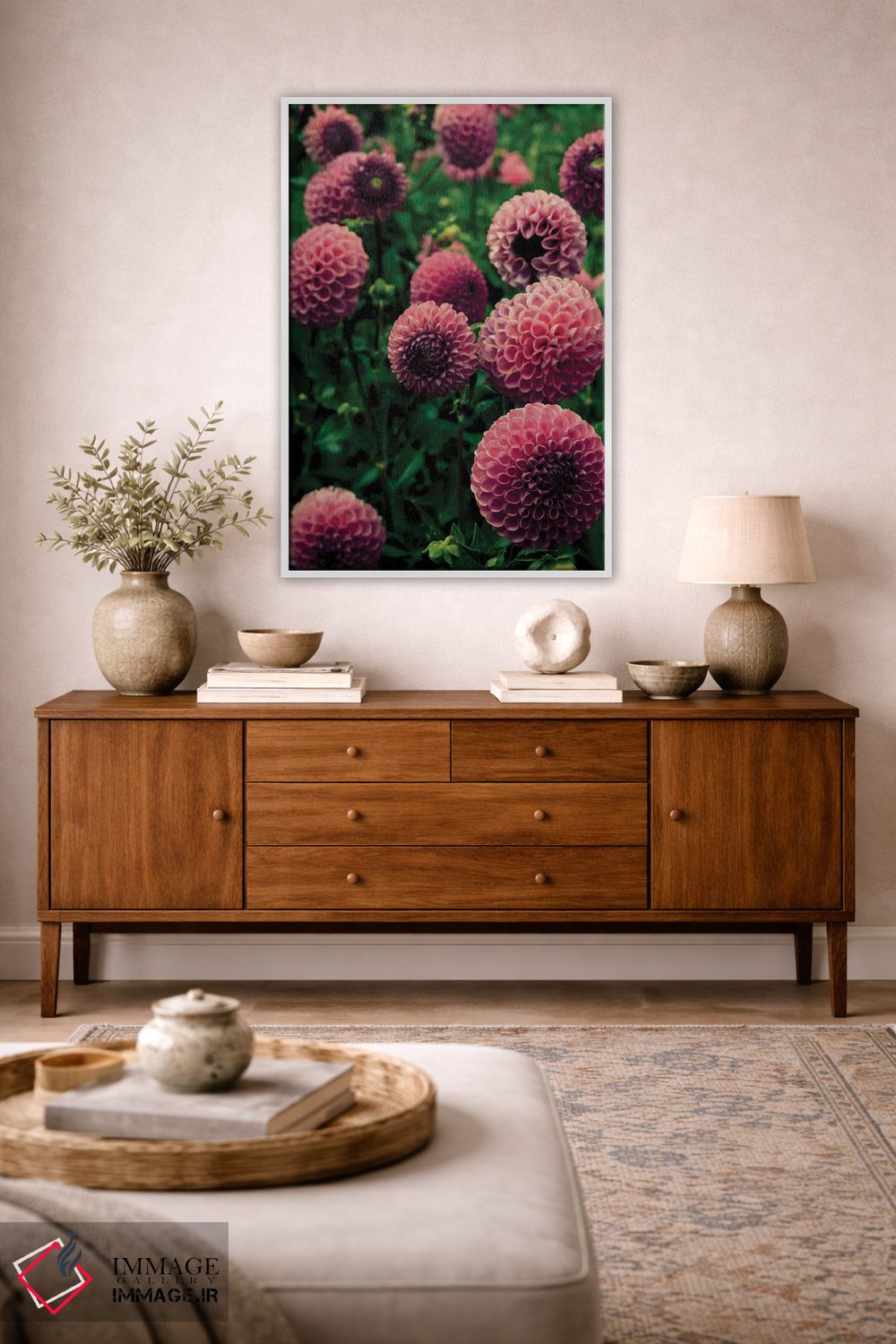 تابلو دکوراتیو گل های زیبای دالیا اثر اولیویا جوی سنت کلر - D2W