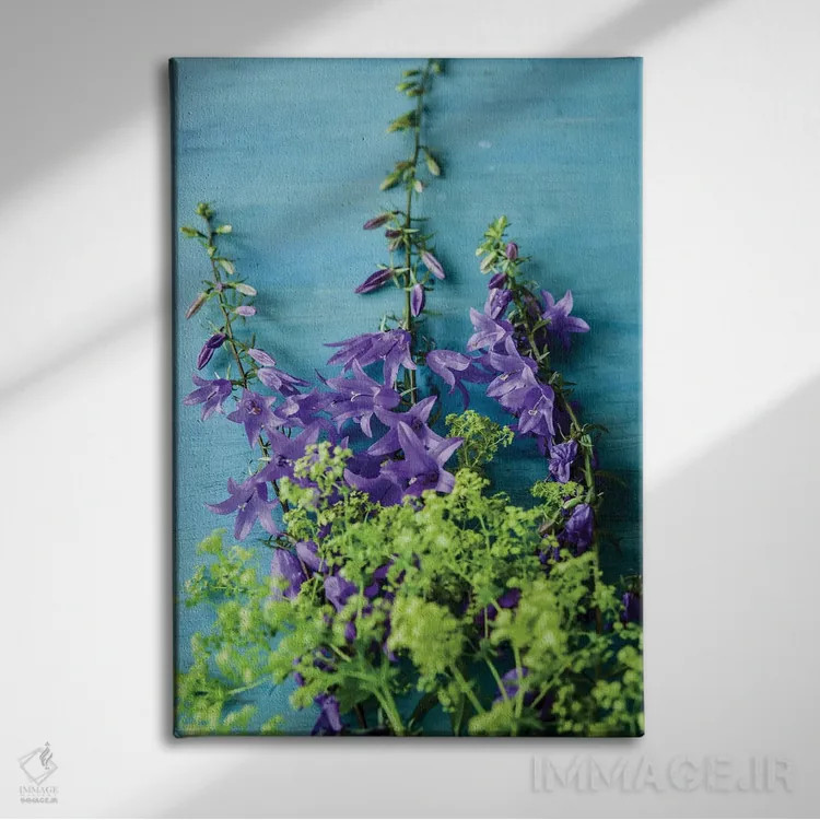 تابلو دکوراتیو گل زنگوله ای و شنل بانوان اثر اولیویا جوی سنت کلر - نمای روبهرو روی دیوار