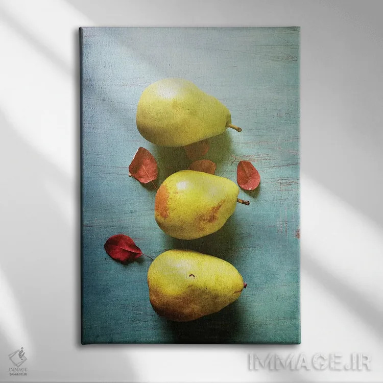 تابلو دکوراتیو سه گلابی اثر اولیویا جوی سنت کلر - نمای روبهرو روی دیوار