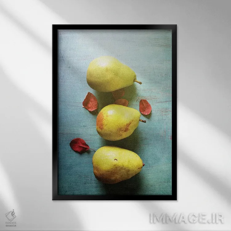 تابلو دکوراتیو سه گلابی اثر اولیویا جوی سنت کلر - نمای قابدار مشکی