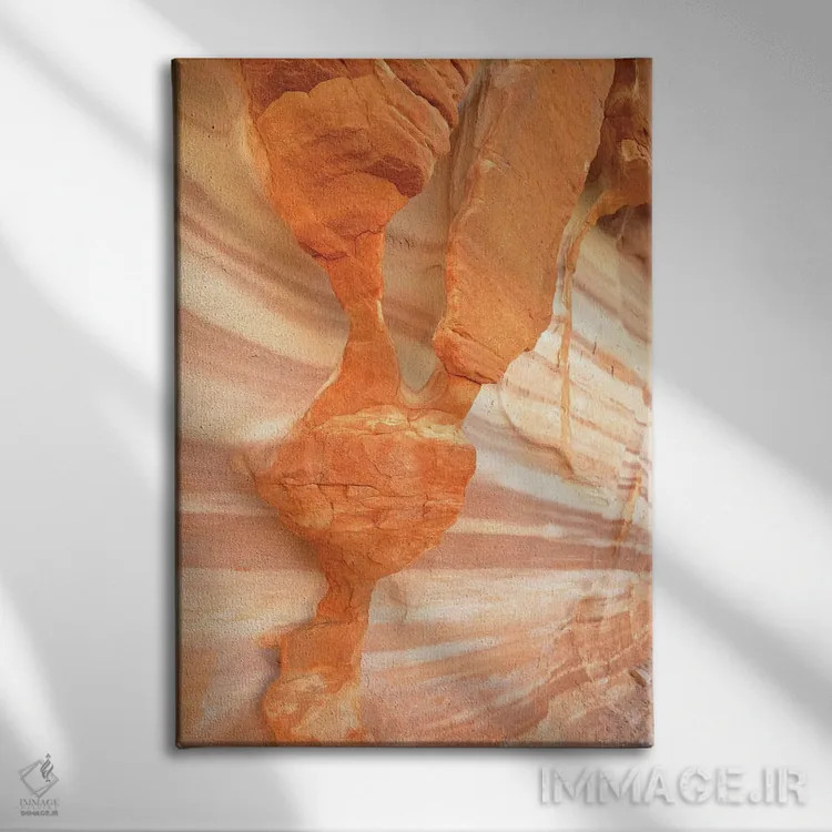 تابلو دکوراتیو آمریکا، نوادا. پارک ایالتی دره آتش. ماسه سنگ قرمز تراش خورده اثر کوین اوک - نمای روبهرو روی دیوار