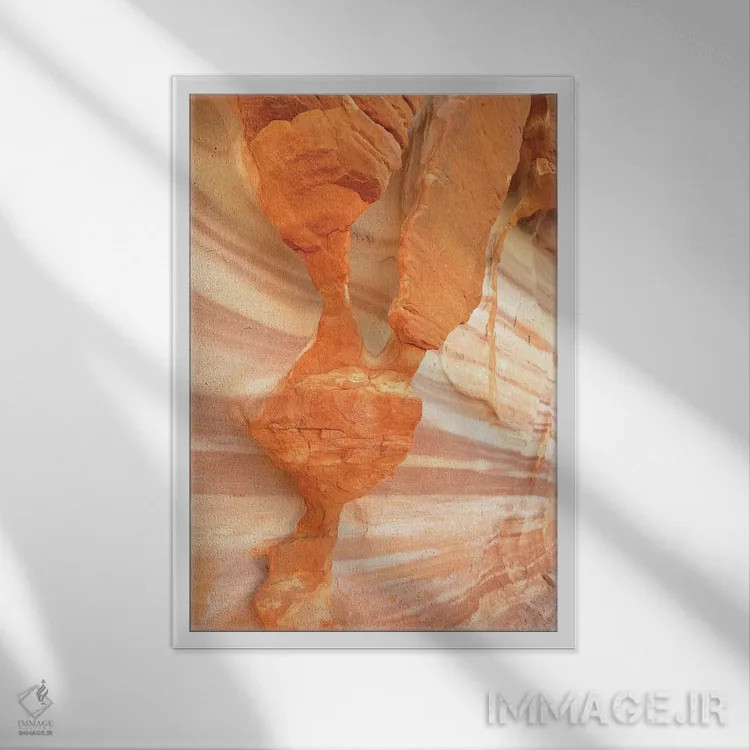 تابلو دکوراتیو آمریکا، نوادا. پارک ایالتی دره آتش. ماسه سنگ قرمز تراش خورده اثر کوین اوک - نمای قابدار سفید