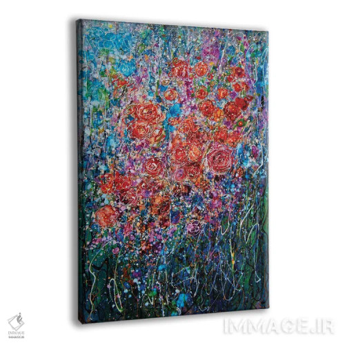 تابلو دکوراتیو رزهای رونده انتزاعی اثر اولنا آرت - نمای پرسپکتیو محصول