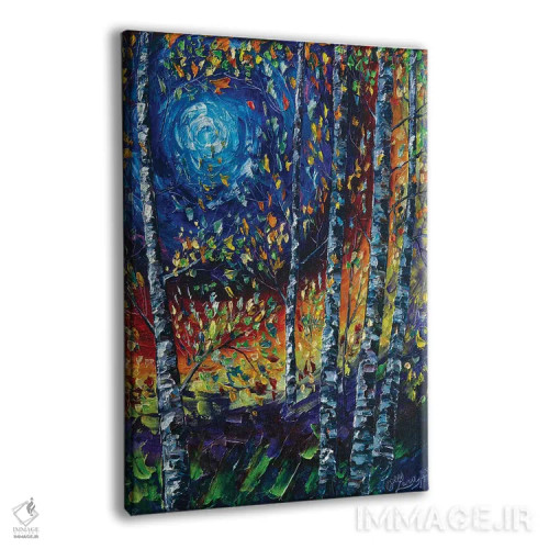 تابلو دکوراتیو سونات مهتاب با درختان آسپن اثر اولنا آرت - نمای پرسپکتیو محصول