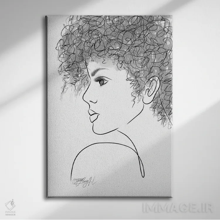تابلو مینیمال طرح مینیمالیستی زن در حال نگریستن به آینده اثر اولنا آرت - نمای روبهرو روی دیوار