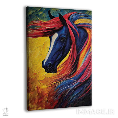 تابلو دکوراتیو اسب رنگارنگ اثر اولنا آرت - نمای پرسپکتیو محصول