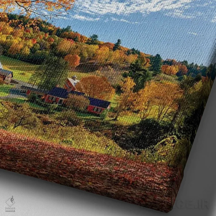 تابلو دکوراتیو پاییز در مزرعه اسلیپی هالو، ورمانت اثر اولنا آرت - نمای نزدیک بافت بوم