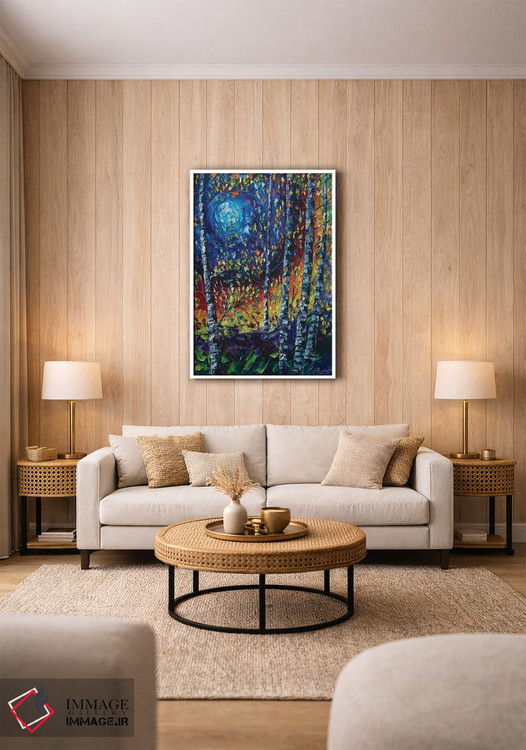 تابلو دکوراتیو سونات مهتاب با درختان آسپن اثر اولنا آرت - D1W