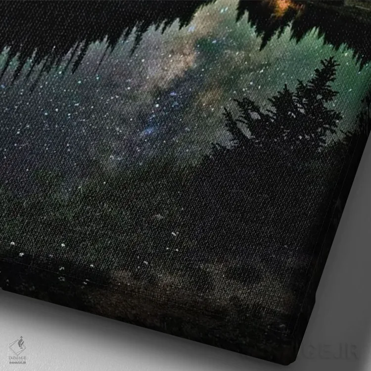 تابلو دکوراتیو نمایی از کهکشان راه شیری از دریاچه ایرن، کوه های راکی کلرادو اثر اولنا آرت - نمای نزدیک بافت بوم