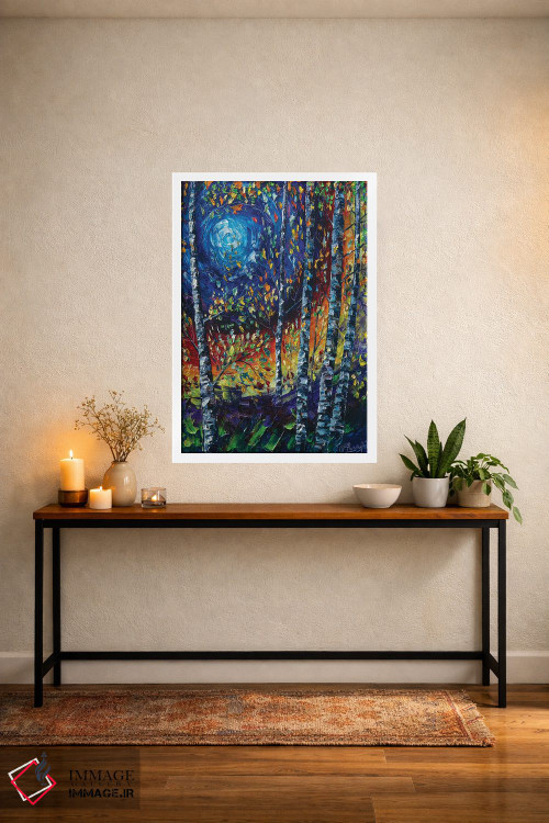 تابلو دکوراتیو سونات مهتاب با درختان آسپن اثر اولنا آرت - D2W