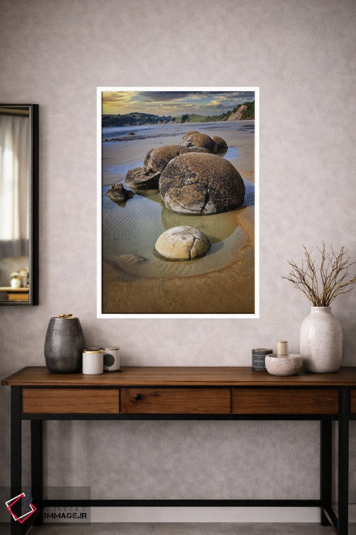 تابلو دکوراتیو صخره های موئراکی، سواحل شرقی نیوزیلند اثر اولنا آرت - D1W