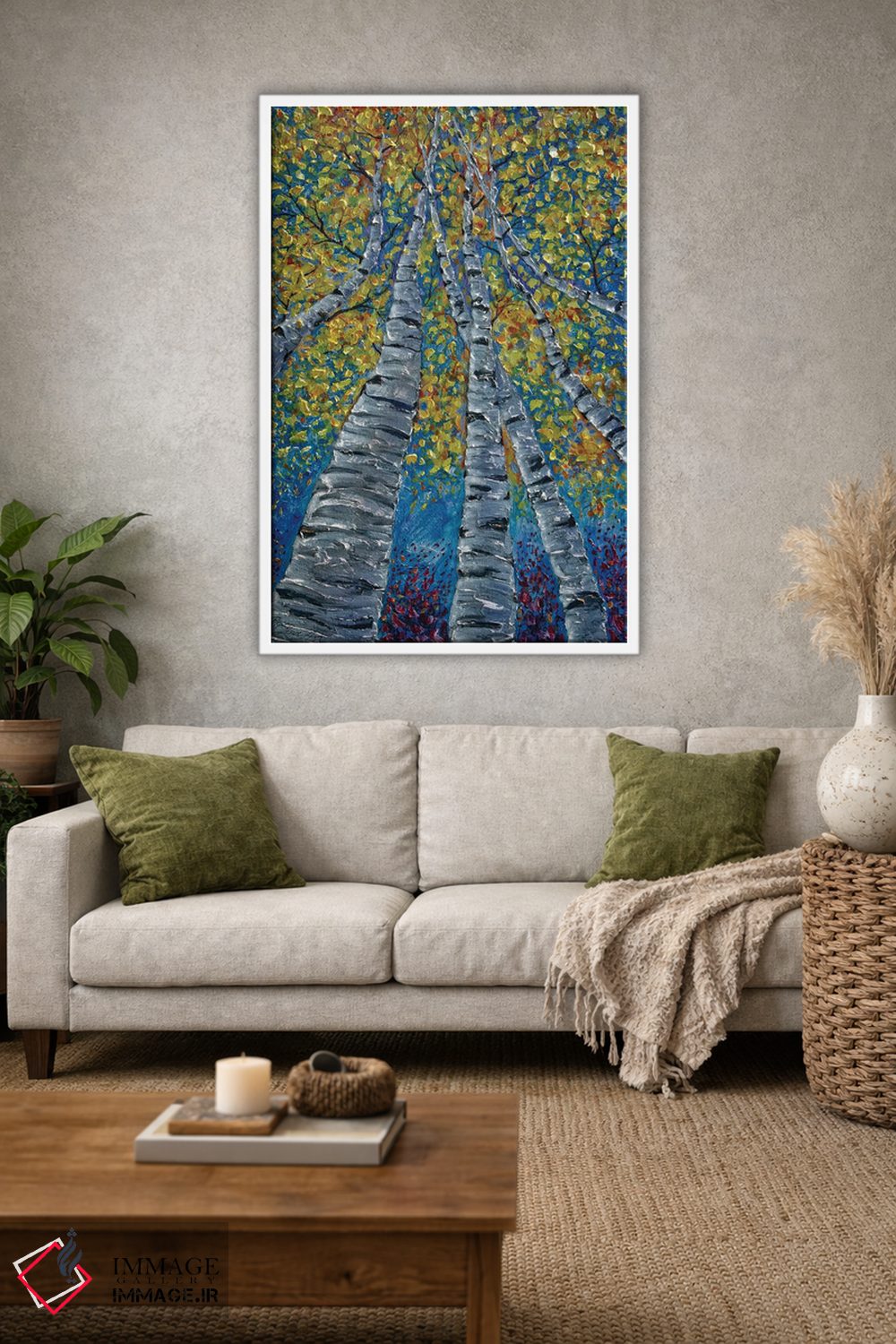 تابلو دکوراتیو درختان آسپن خیال انگیز نقاشی شده اثر اولنا آرت - D1W