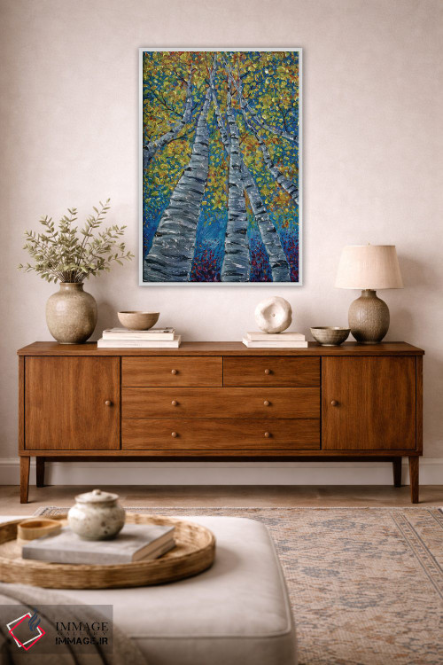 تابلو دکوراتیو درختان آسپن خیال انگیز نقاشی شده اثر اولنا آرت - D3W