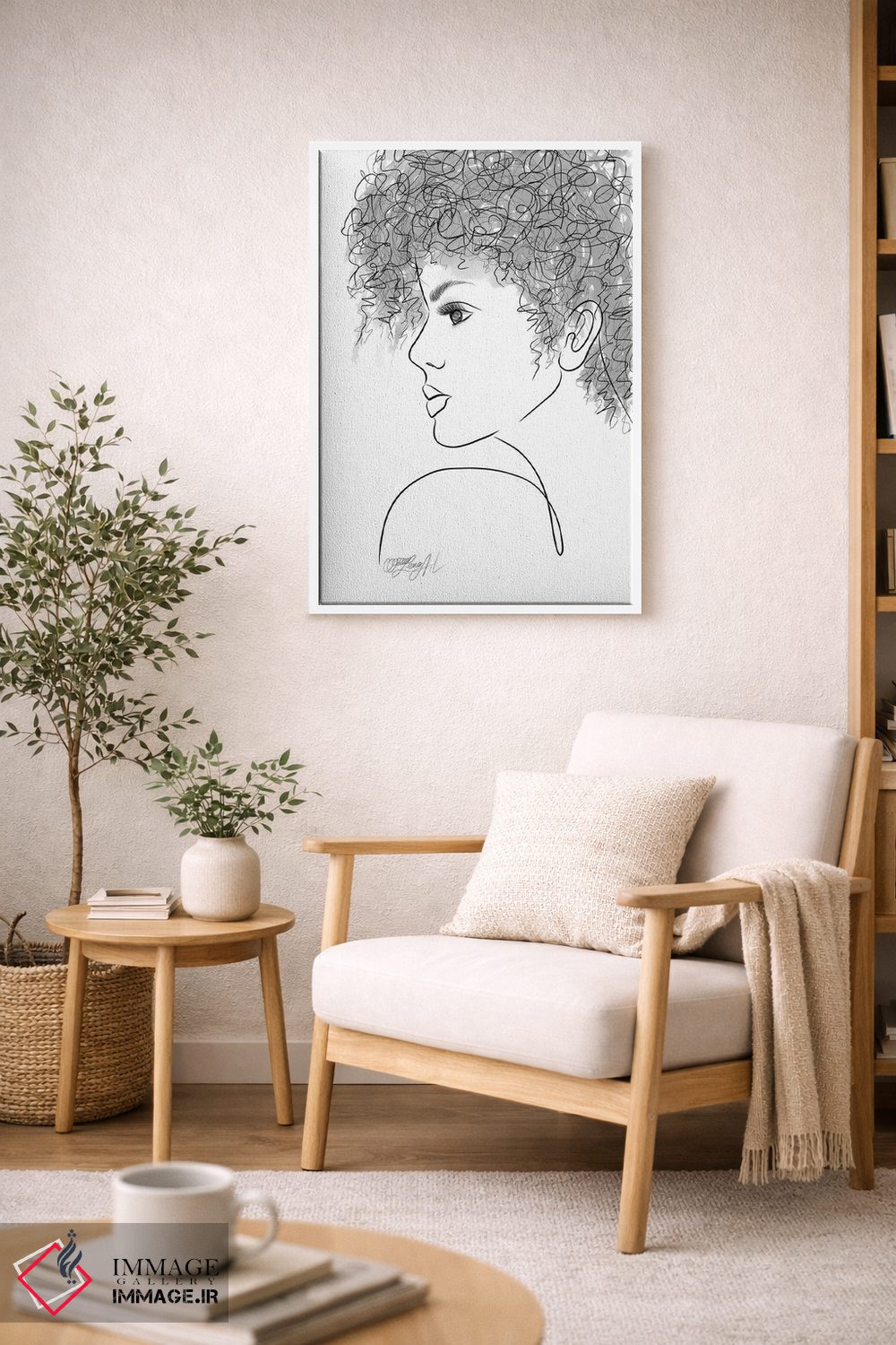 تابلو مینیمال طرح مینیمالیستی زن در حال نگریستن به آینده اثر اولنا آرت - D6W