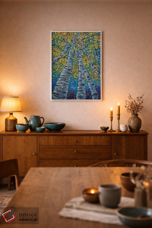 تابلو دکوراتیو درختان آسپن خیال انگیز نقاشی شده اثر اولنا آرت - D5W