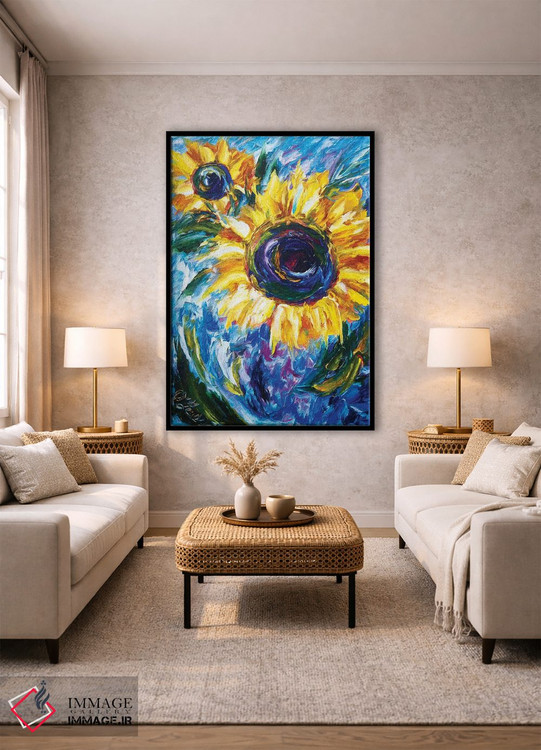 تابلو دکوراتیو نقاشی امپرسیونیستی آفتابگردان اثر اولنا آرت - D2B